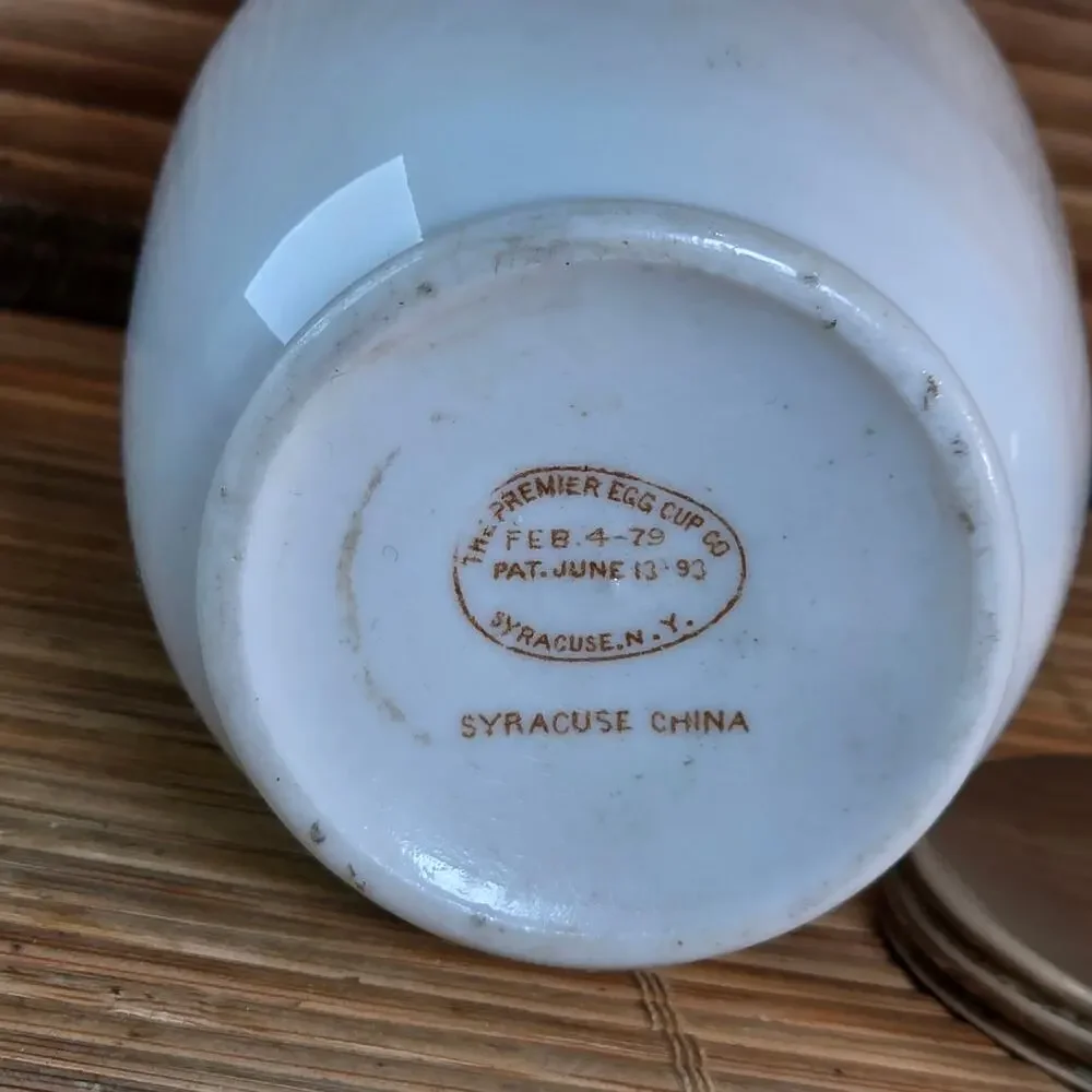 Antique Syracuse China Egg Coddler Cup w Lid White Restaurant Ware Pat 1893